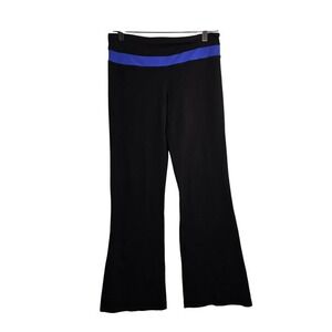 Lululemon Black Flare Leg‎ Yoga Pants Blue Waistband Size 6 Athletic